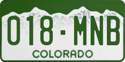 CO license plate 018MNB