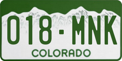 CO license plate 018MNK