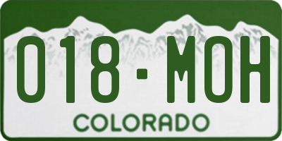 CO license plate 018MOH