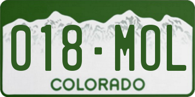 CO license plate 018MOL