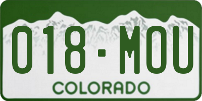 CO license plate 018MOU