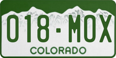 CO license plate 018MOX
