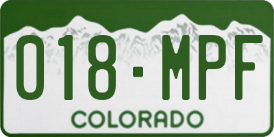 CO license plate 018MPF