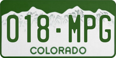 CO license plate 018MPG
