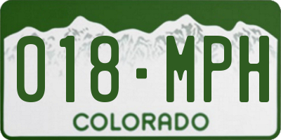 CO license plate 018MPH