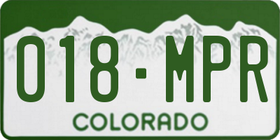 CO license plate 018MPR