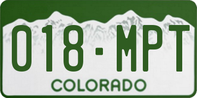 CO license plate 018MPT
