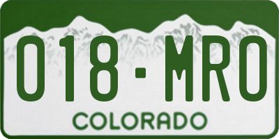 CO license plate 018MRO