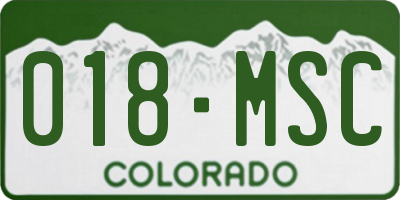 CO license plate 018MSC