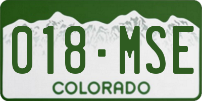 CO license plate 018MSE
