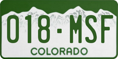 CO license plate 018MSF