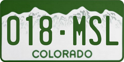 CO license plate 018MSL
