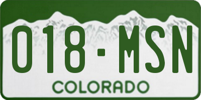 CO license plate 018MSN