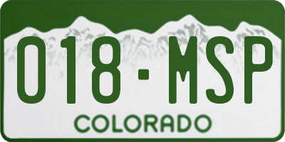 CO license plate 018MSP