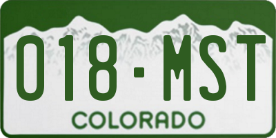 CO license plate 018MST
