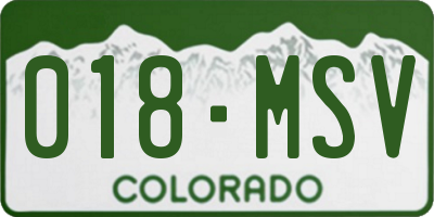 CO license plate 018MSV