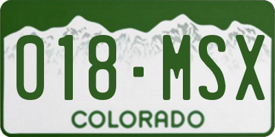 CO license plate 018MSX