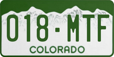 CO license plate 018MTF