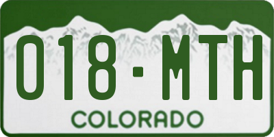 CO license plate 018MTH