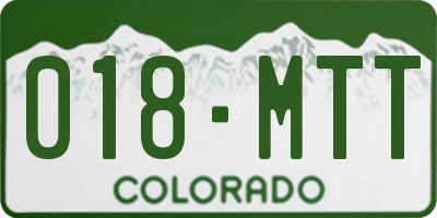 CO license plate 018MTT