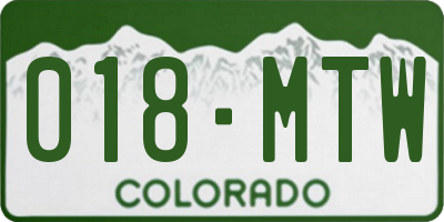 CO license plate 018MTW