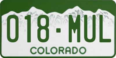 CO license plate 018MUL