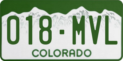 CO license plate 018MVL