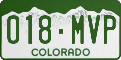 CO license plate 018MVP