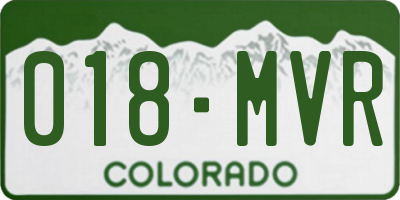 CO license plate 018MVR
