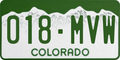 CO license plate 018MVW
