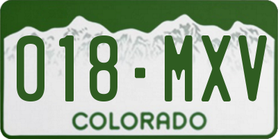 CO license plate 018MXV