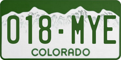 CO license plate 018MYE