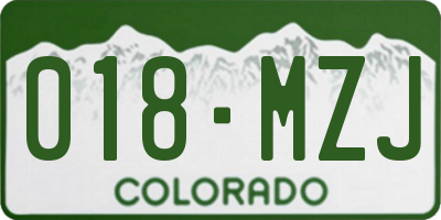 CO license plate 018MZJ
