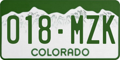 CO license plate 018MZK