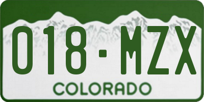 CO license plate 018MZX