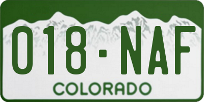 CO license plate 018NAF