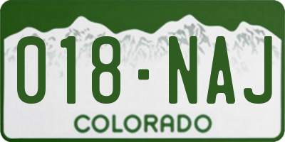 CO license plate 018NAJ