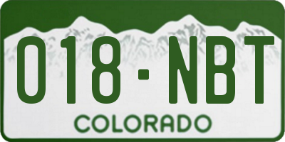 CO license plate 018NBT