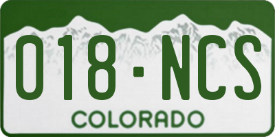 CO license plate 018NCS