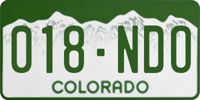 CO license plate 018NDO