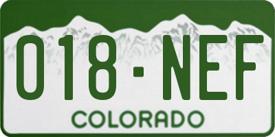 CO license plate 018NEF