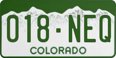 CO license plate 018NEQ