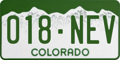 CO license plate 018NEV