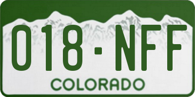 CO license plate 018NFF