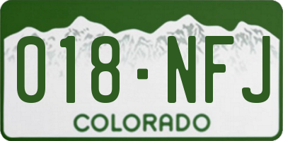 CO license plate 018NFJ