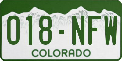 CO license plate 018NFW