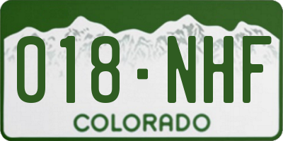 CO license plate 018NHF