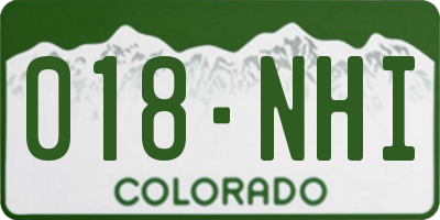 CO license plate 018NHI