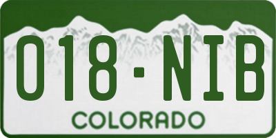 CO license plate 018NIB