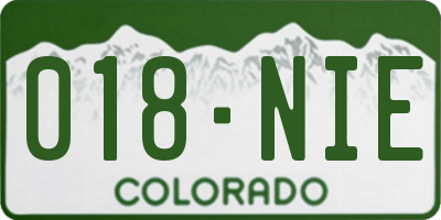 CO license plate 018NIE